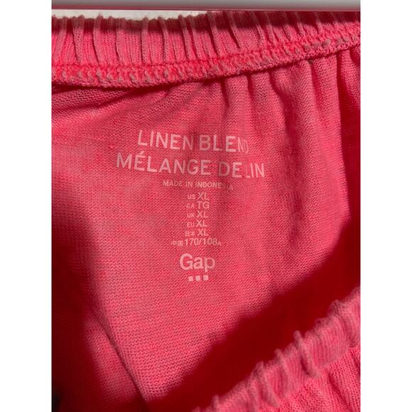 Gap Linen Blend Blouse T-Shirt Neon Pink Flowy Off Shoulder XLarge - Picture 3 of 4